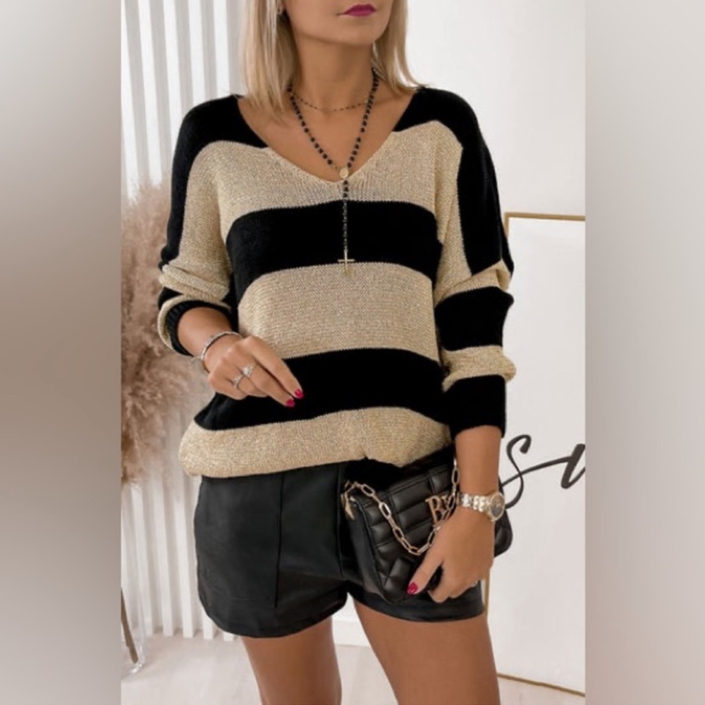 NEVAEH SHIMMER KNITTED JUMPER
SWEATER TOP-BLACK